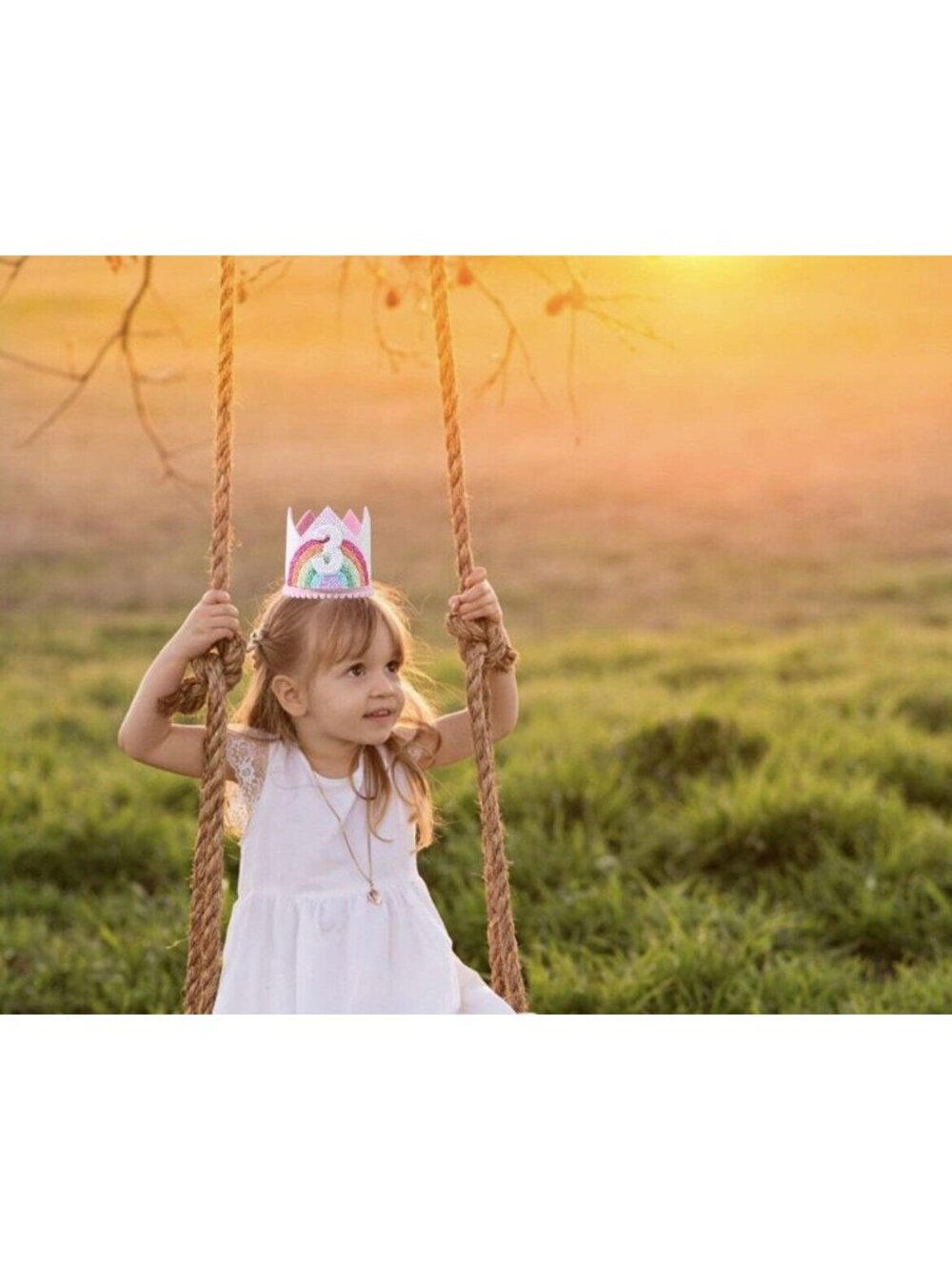 Toddler Girl 3rd Birthday Felt Rainbow Glitter Crown Princess Unicorn Party NEW